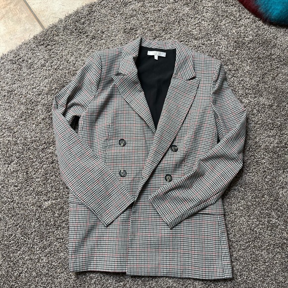 WAYF Red Black Checkered Houndstooth Blazer - Picture 2 of 5